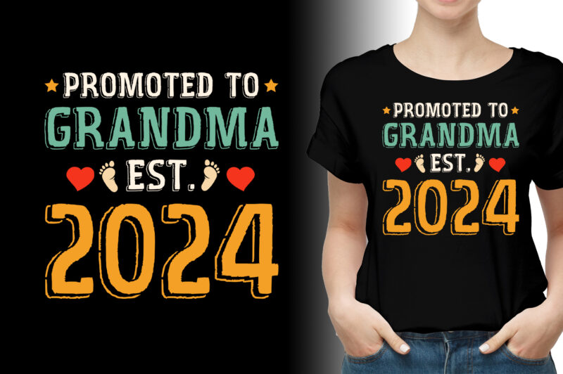Promoted to Grandma Est 2024 T-Shirt Design