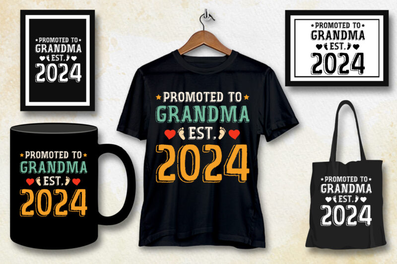 Promoted to Grandma Est 2024 T-Shirt Design