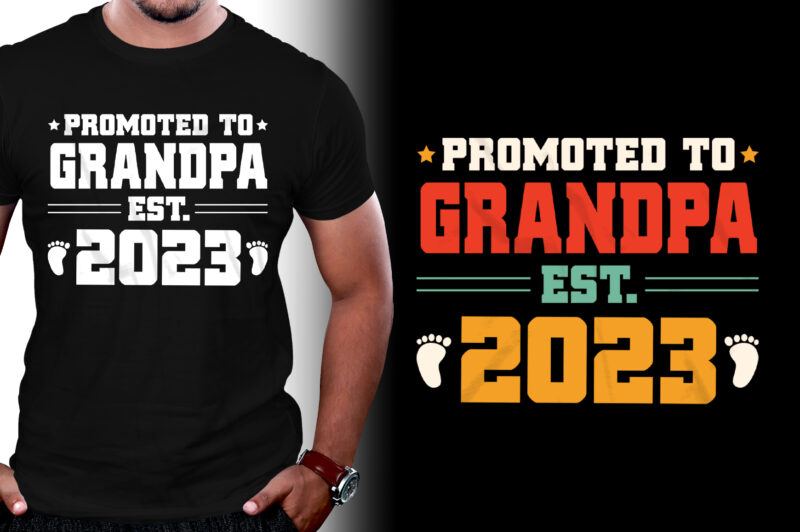 Promoted to Grandpa Est 2023 T-Shirt Design