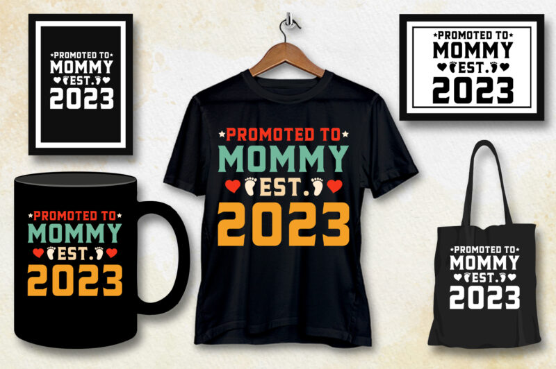 Promoted to Mommy Est 2023 T-Shirt Design