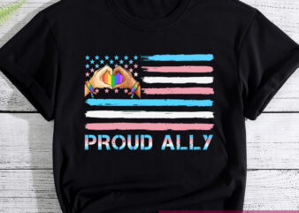 Proud Ally Pride LGBTQ Transgender Flag Heart USA Flag NC