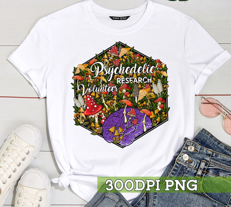 Psychedelic-Research-Volunteer-PNG-File-For-Shirt-Tote-Bag,-Funny-Magic-Mushroom-Design,-Hippoe-PNG,-Instant-Download-HC