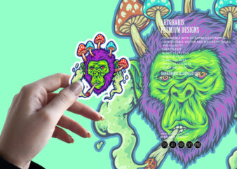 Psychedelic gorilla glue haze strains logo illustrations