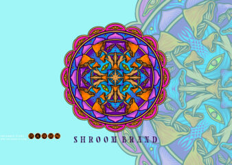 Psychedelic mandala geometry trippy mushroom illustrations
