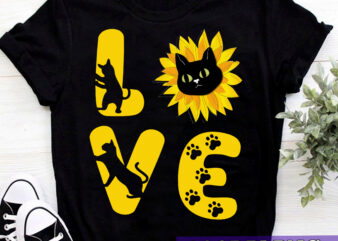 RD Cat Sunflower Gifts For Cat Lovers, Cat Mom, Men, Women T-Shirt