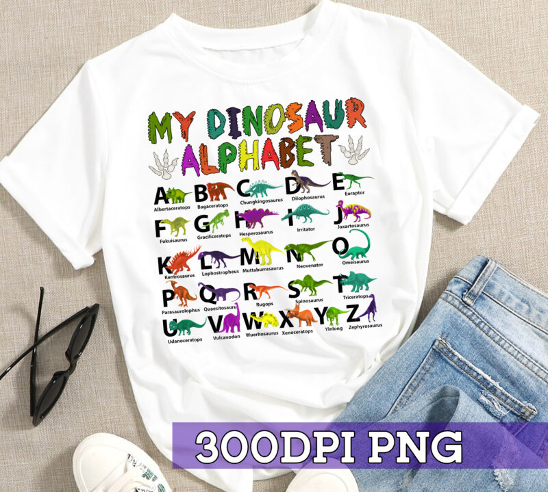 RD Dinosaur Alphabet Dino ABC For Kids Boys Men Women Dinosaur T-Shirt