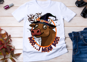 RD Halloween Longhorn Cow ,Moo I mean BOO, cute cow, digital download, Sublimation design, Printable Artwork,Digital File