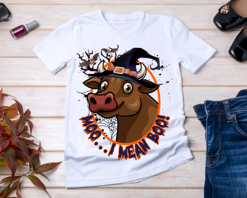RD Halloween Longhorn Cow ,Moo I mean BOO, cute cow, digital download, Sublimation design, Printable Artwork,Digital File