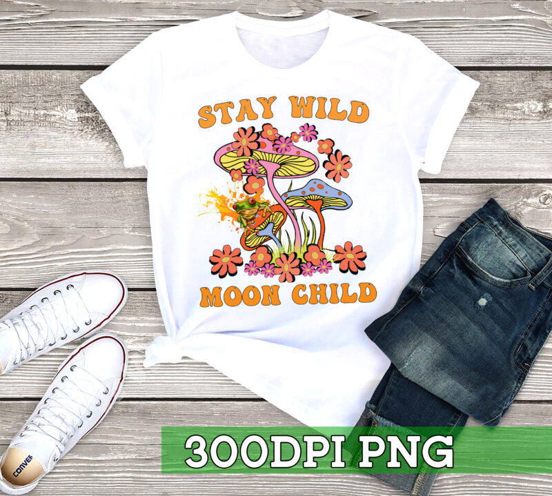 RD Retro Hippie Sweatshirt, Stay Wild Moon Child Shirt, Mushroom Hoodie, Frog Shirt, Cottagecore Shirt, Aesthetic Shirt, Nature Lover Shirt