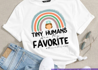 RD Tiny Humans Are My Favorite Funny NICU Nurse Rainbow T-Shirt