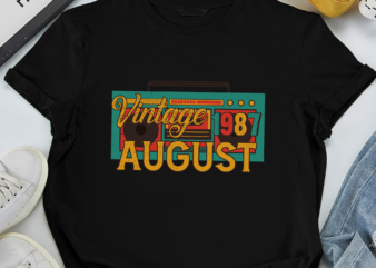 RD Vintage August 1987 35th Birthday Gift Retro 35 Years Old T-Shirt
