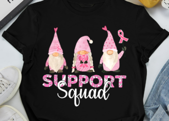 RD Womens Breast Cancer Awareness Funny Gnomies Support Squad Outfit V-Neck T-Shirt