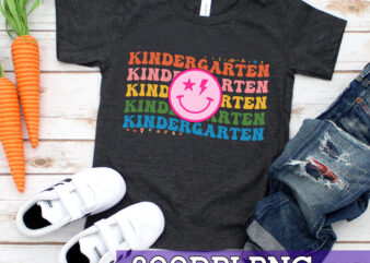 RD Womens Groovy Kindergarten Vibes Face Retro Teachers Back To School t shirt design online