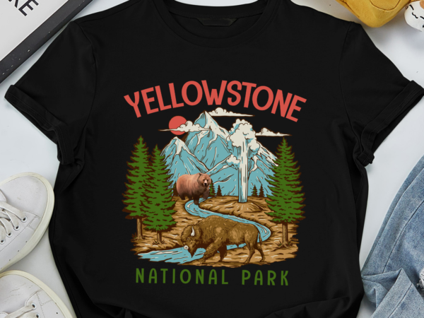 Rd yellowstone national park us bison bear vintage t-shirt, usa wyoming parks lover gifts, adventure outdoors, camping travel souvenirs present