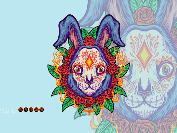 Rabbit head santa muerte horror animal illustrations t shirt design online
