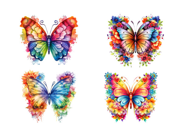 Rainbow butterfly and flowers clipart t shirt design online