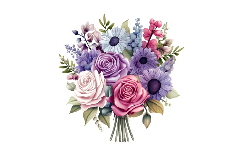 Cute, Colorful, Retro, Watercolor, Purple, Floral, Bouquet, Clipart, Purple Floral, Floral Bouquet, Bouquet Clipart, Retro Watercolor, Purple Blooms, Lavender Bouquet, Lilac Blossoms, Violet Florals, Mauve Flowers, Amethyst Bouquet, Plum Blossoms,