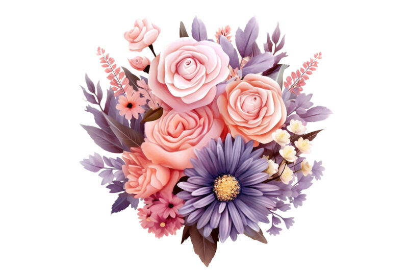 Cute Watercolor Floral Bouquet Clipart