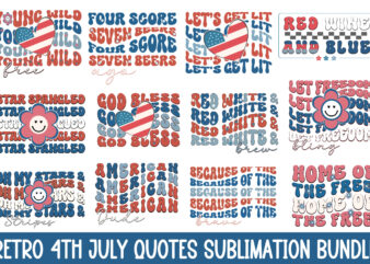 Retro 4th July Quotes Sublimation Bundle t shirt design online