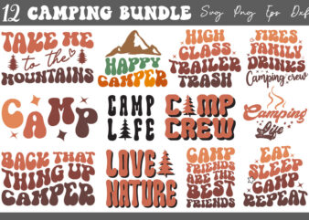 Retro Groovy Wavy Camping Sublimation Svg Bundle