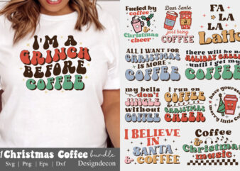 Retro cute Christmas Coffee Quotes Bundle Svg, Christmas svg bundle, funny coffee sayings, Christmas tshirt designs, retro sublimation, sublimation, digital cut files for cricut,