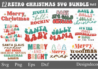 retro groovy wavy, Christmas quotes bundle, winter svg, Christmas svg, holiday svg, t-shirt design printable files