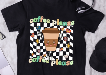 Retro Coffee Please Happy Face Hippie Groovy t shirt design online