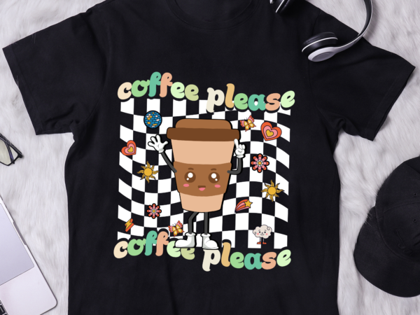 Retro coffee please happy face hippie groovy t shirt design online