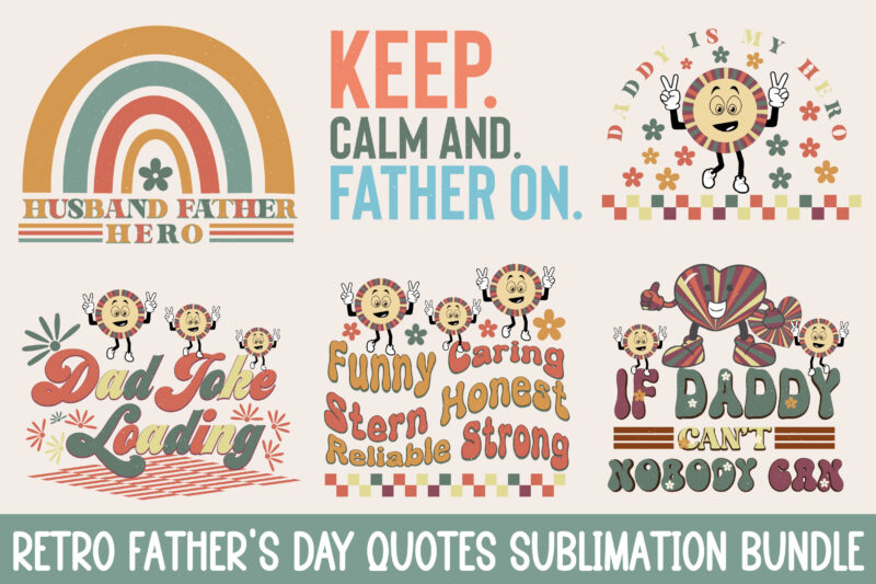 Retro Father’s Day Quotes Sublimation Bundle