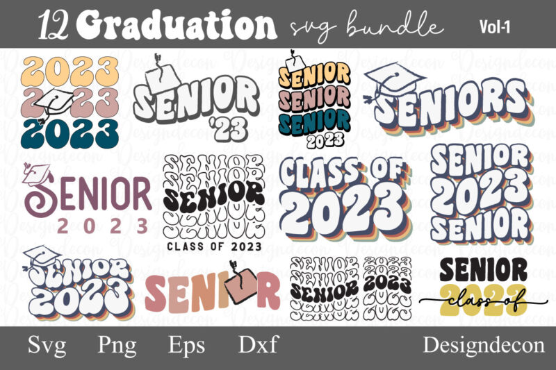 Retro groovy wavy vintage Graduation, 70's graduation, Senior 70's SVG Bundle, graduation tshirt svg, graduation sayings bundle svg, retro svg bundle, senior 2023, graduation 2023, cut files t shirt vector