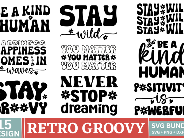 Retro groovy svg design bundle