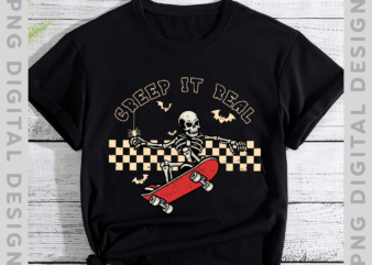 Retro Halloween Skeleton Creep it Real Shirt, Vintage Skeleton Halloween Shirt, Halloween Gift TH