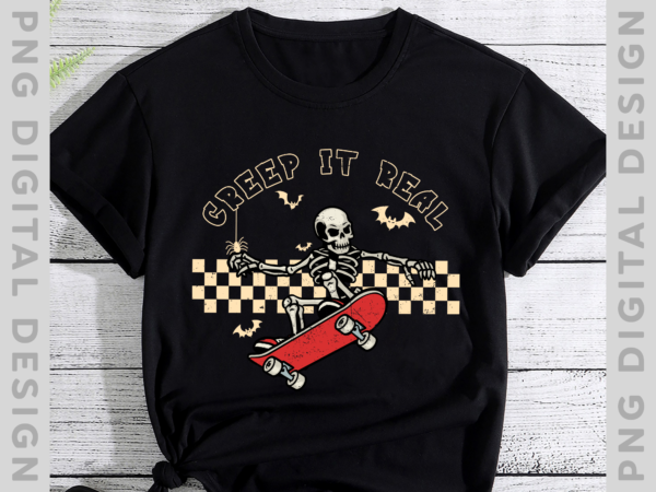 Retro halloween skeleton creep it real shirt, vintage skeleton halloween shirt, halloween gift th t shirt design online