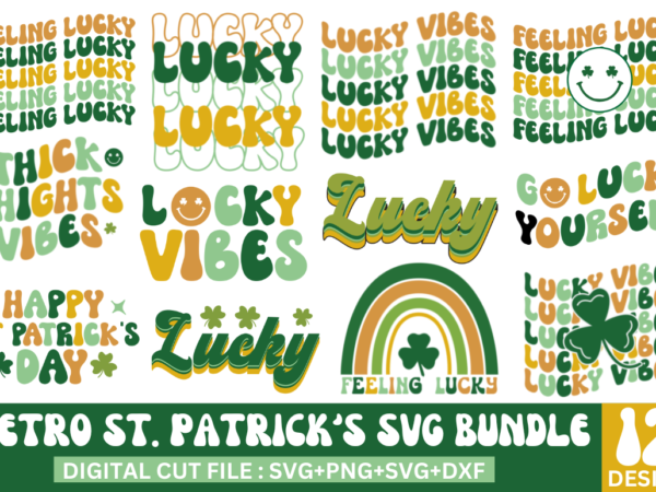 Retro st.patrick’s day svg bundl t shirt design online