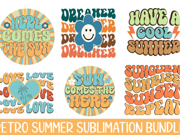 Retro summer sublimation bundle t shirt design online