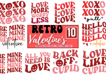 Retro Valentine’s Day Svg Bundle t shirt design online