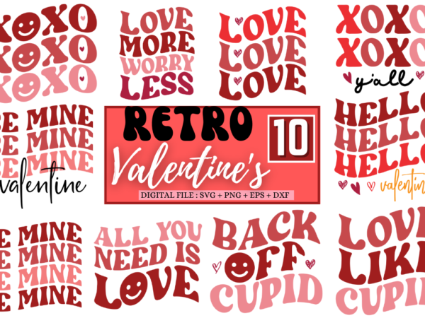 Retro valentine’s day svg bundle t shirt design online Retro valentine’s day svg bundle t shirt design online