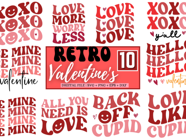 Retro valentine’s day svg bundle t shirt design online