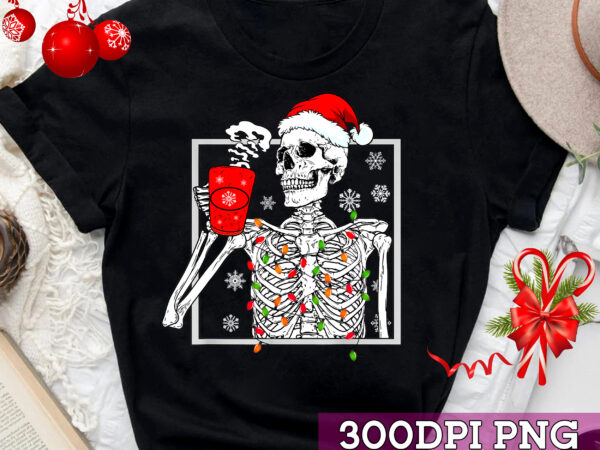 Retro vintage christmas skeleton coffee hot chocolate lovers nc 1 t shirt design online