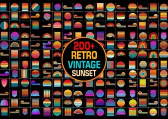 Retro Vintage Sunset T-Shirt Design Background Mega Bundle