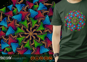 Sacred geometry psychedelic mandala magic mushroom illustrations