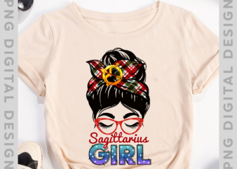 Sagittarius Girl Messy Bun T-Shirt, Sagittarius Zodiac, Sagittarius Symbol, Shirts For Women, Sagittarius Birthday TH