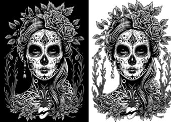 Santa Muerte 2 t shirt template vector