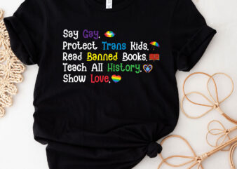 Say Gay Protect Trans Kids Read Banned Books Teach History T-Shirt PC