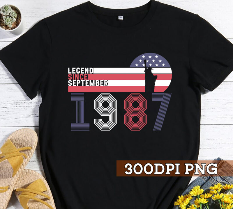 September Birthday Men PNG File For Shirt, US Flag Design, Patriot PNG, Gift For Him, Birthday Gift For Dad, Instant Download HC