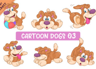 Set of Cartoon Dogs 03. Clipart.