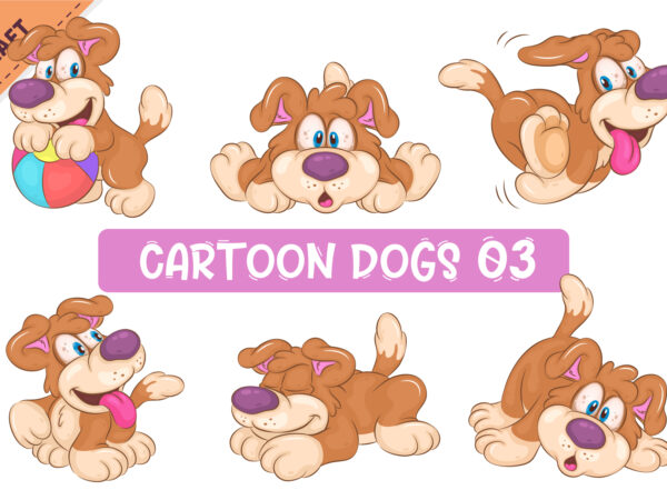 Set of cartoon dogs 03. clipart. t shirt template vector