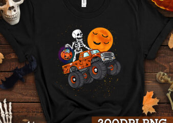 Skeleton Hallowen PNG File For Shirt, Gift For Kids, Monster Truck Design, Halloween Party Costume, Trick Or Treat, Instant Download HC
