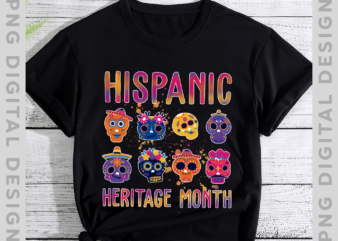 Skulls Day of the Dead Hispanic Americans T-Shirt, Hispanic Heritage Month Shirt, Colorful Skeleton Latinos Tee, Spanish Shirt PH