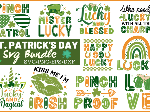 Retro st.patrick’s svg bundle t shirt design online